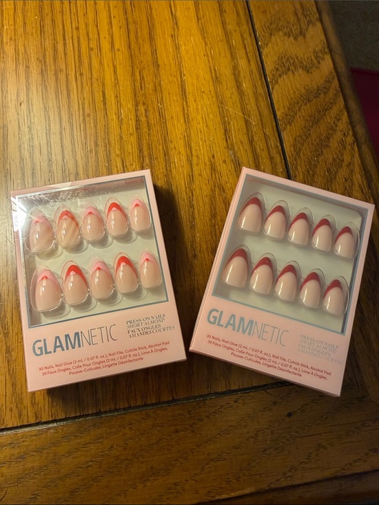 Glamnetic Other - GLAMnetic Short Almond Press-On Nails with Pink & Red French Tip